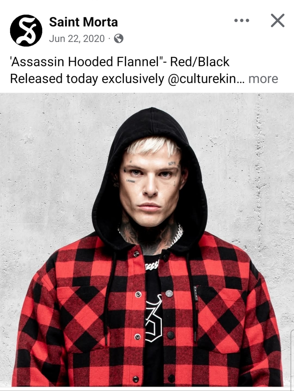 Saint Morta Assasin Hooded Flannel Red/Black Shirt Jacket Size Medium